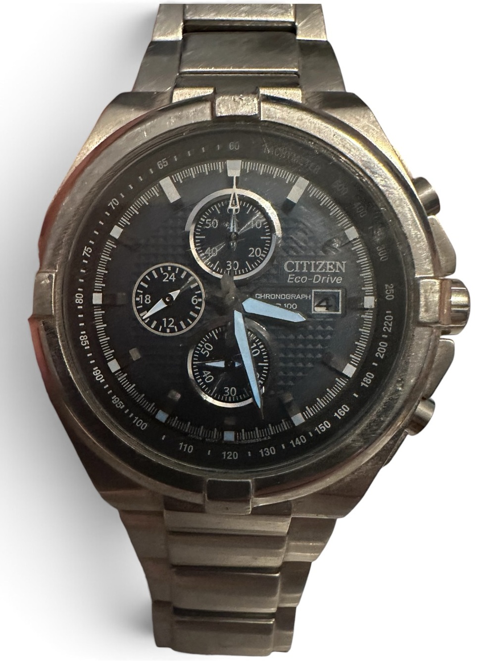 Citizen Eco-Drive B612 Stainless Steel Chronograph Black Dial Men’s Watch